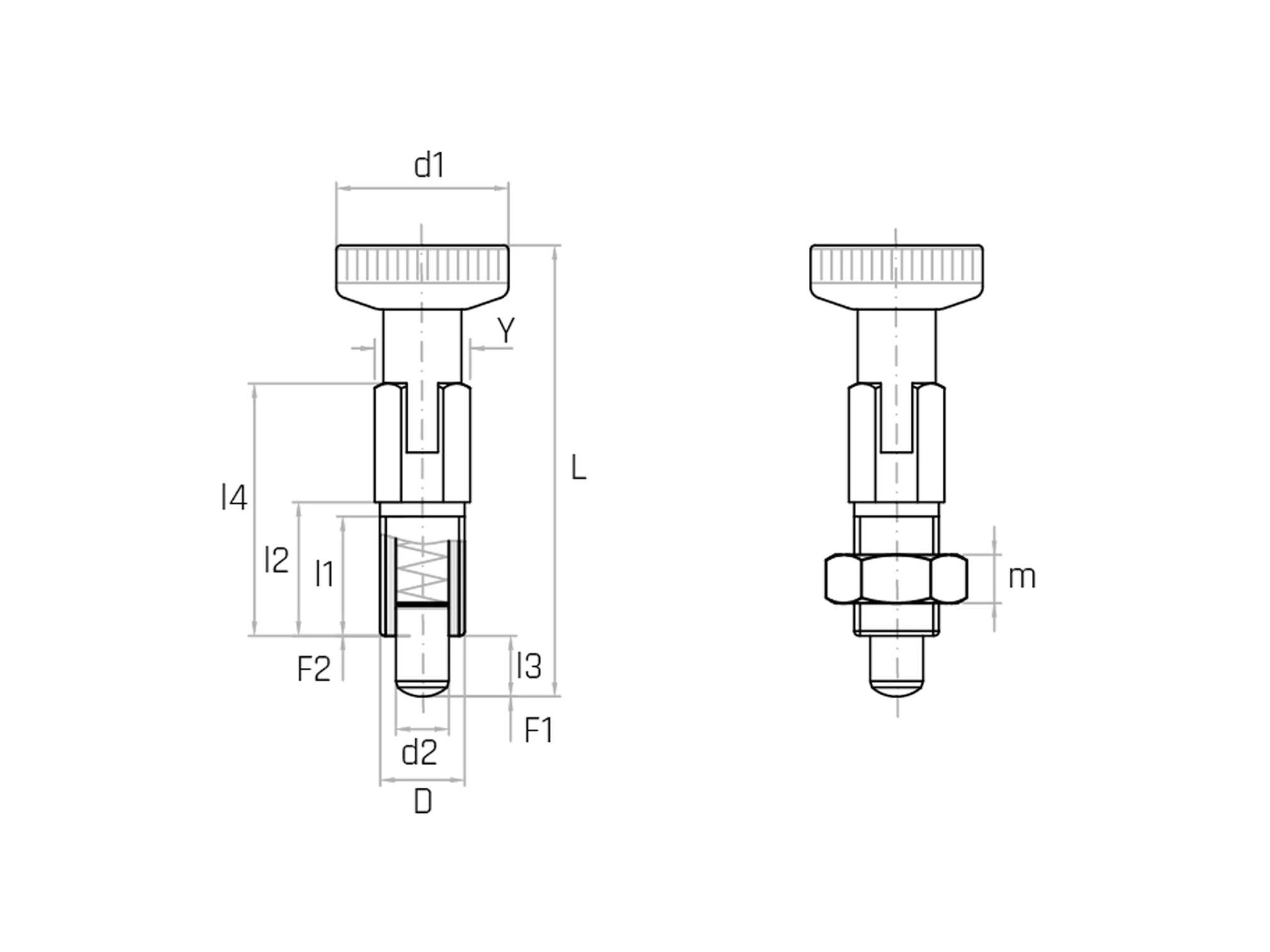 Spring plunger with stainless steel tip - model PSAX and PSAX/C - Range  Spring plunger with stainless steel tip - model PSAX and PSAX/C - Range